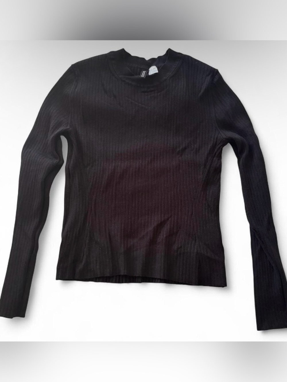 H&M Black Ribbed Long-Sleeve Tee
